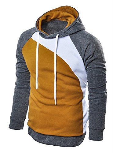 Mooncolour Men's Novelty Color Block Pullover Hoodies Outwear #TOP1