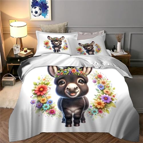 Housse de couette âne 3D microfibre respirante 140x200 lavable machine - 5