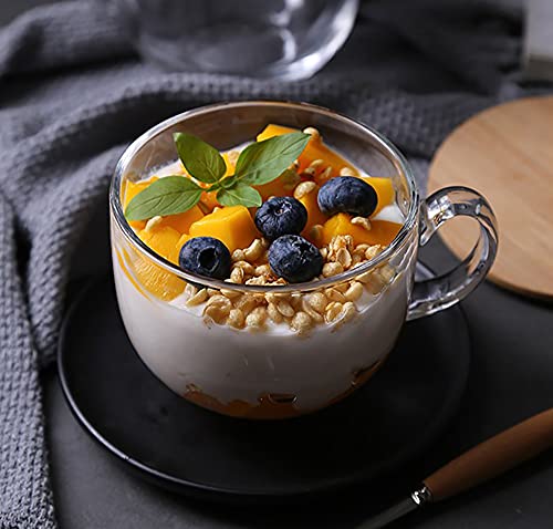 Lawei L-GLASSCOFFEEMUG-6PC-15OZ Set Of 4 Glass Coffee Mug With Bamboo Lid And Spoons, 15 Oz Clear Jumbo Glass Cup thumb #5