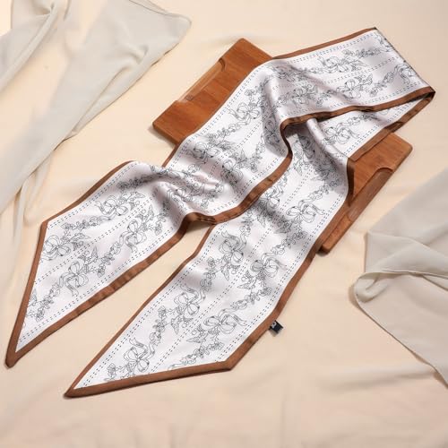 Neck Scarf for Women, Elegant Purse Scarf for Handbags, Silky Satin Headscarf for Women's Hair, Bag Scarfs for Handbags Long Thin Satin Head Scarfs Fashion Accessories4