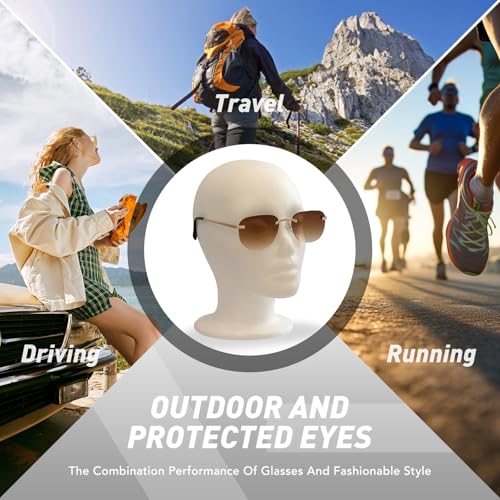 Rimless Square Sunglasses Frameless Modern Eyewear for Women Men Romantic Outings Vacation Style High Street Fashion2