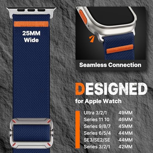 Image of Fullmosa 2-Pack Nylon Strap for Apple Watch 49(Ultra3 /2 /1) 46 45 44 42mm | Adjustable Breathable Stretch Sport Bands for iWatch SE3 /2 /1 Series 11 /10 /9 /8 /7 /6 /5 /4 /3 /2 /1, Suitable for Men Women