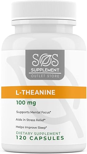 SOS L-teanina, suplemento de enfoque de apoyo cerebral, 100 mg, 120 unidades