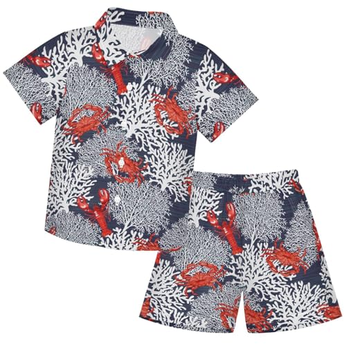 Image of visesunny Boys Hawaiian Shirt and Short Set Summer Outfit Kids 2 Piece Clothes Set 3-10Y
