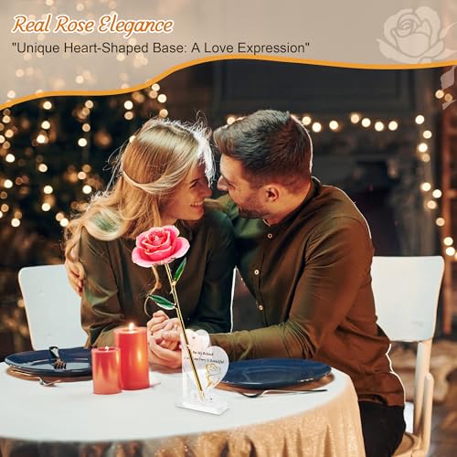 Sinvitron-Gold-Dipped-Rose-24K-Real-Rose-Long-Stem-Gold-Plated-Rose-with-Stand-Romantic-Gift-for-HerBirthday-Gifts-for-Her-24K-Golden-Rose-for-Anniversary-Valentines-Day-Mothers-Day-Sweet-Pink