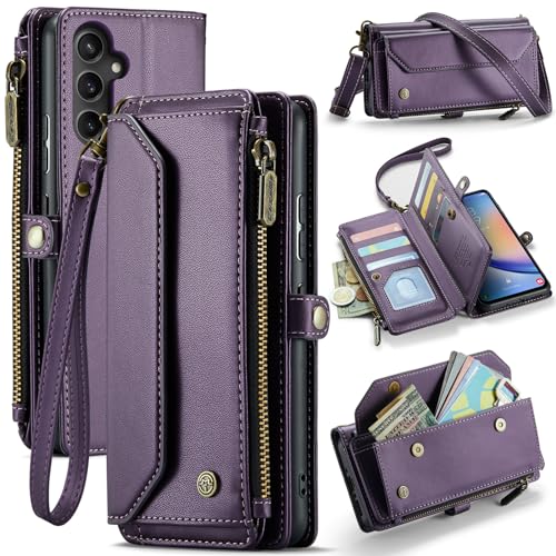 Housse en cuir Samsung A34 5G violette chic protection RFID et look premium