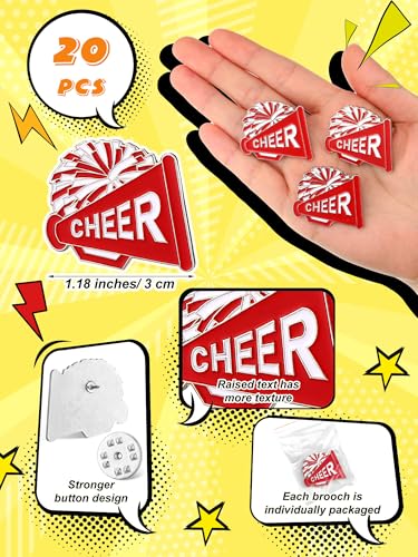Image of Landical 20 Pcs Cheer Enamel Pins Bulk, Ideal as Cheerleading Teams' Gifts, Souvenirs, Accessories, Jewelry, Goodie Bag Stuffers, and Party Supplies