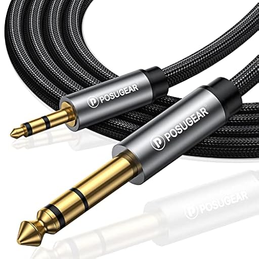 POSUGEAR Cable de 6.35mm a 3.5mm - 2M, Nylon Trenzado 3.5mm a 6.3mm Cable Audio Estéreo HiFi Macho a Macho para Reproductores de MP3, PCs, Amplificadores, Mesas de Mezclas, Ordenadores- 2M | Ya disponible en tu tienda friki favorita! En mundofriki.es!