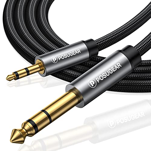 POSUGEAR Cable de 6.35mm a 3.5mm - 2M, Nylon Trenzado 3.5mm a