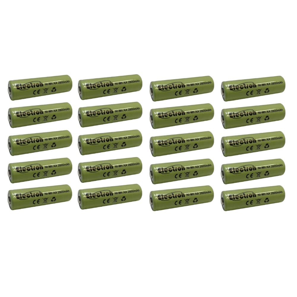 20x Batteria ricaricabile Ni-Mh Stilo AA 1,2V 2600mAh 2600 mA mAh alta capacità accumulatore mignon 50x14mm