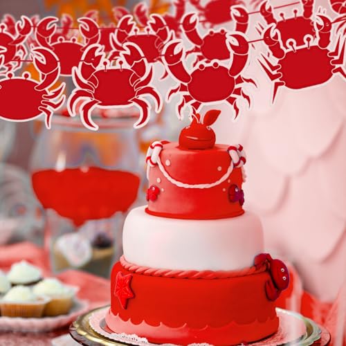 Image of 5 Pcs Crab Boil Party Decorations Banner Crab Ceiling Decorations Summer for Luau Theme Nautical Birthday Party Supplies