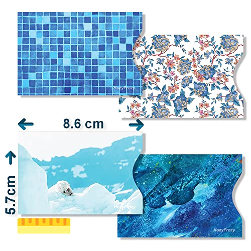 8 RFID Blocking Sleeves, Unique Designs and Arts in Blue, Anti-Theft Credit Card Holder, Credit Card Protector, Easy to Recognize, Sturdy and Perfect size for cards3