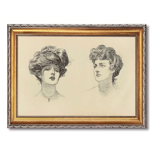 Vintage framed elegant hairstyle wall art Canvas Print Oil Paintings
