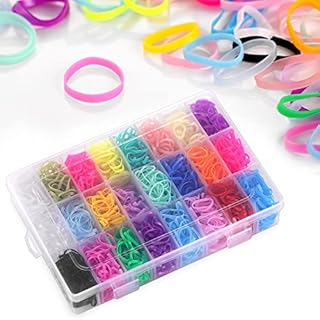 Elastic Hair Bands for Women, Funtopia 1500 pcs Colorful Hair Ties for Girls Small Hair Bands with Organizer Box, Plastic Mini Rubber Hair Bands Kids Hair, Braids Hair, Wedding Hairstyle (24 Colors)
