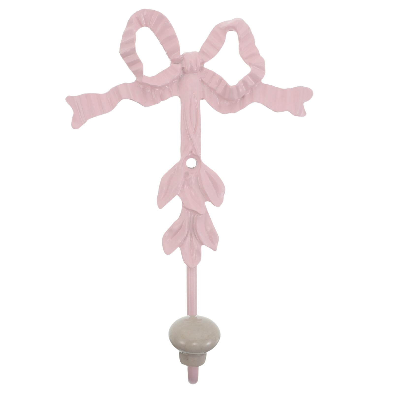 Gancho de Pared de Metal Rosa Lazo Decorativo, Colgador Resistente para Abrigo, Toallas y Sombreros, Gancho Versátil para Baño, Cocina y Habitación Infantil