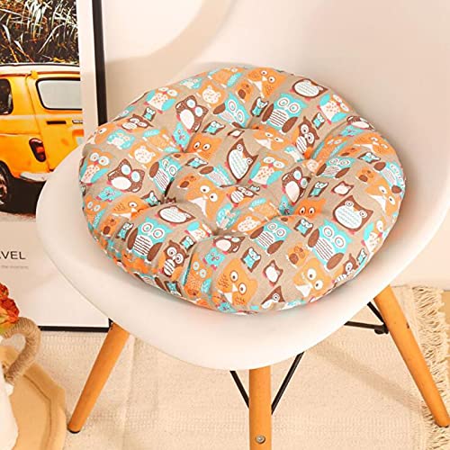 4PCS dining chair cushion wind simple cartoon printing cotton linen seat cushion bay window cushion round pearl cotton office cushion dining chair cushion seat cushion office, car, lawn, coffee shop-4