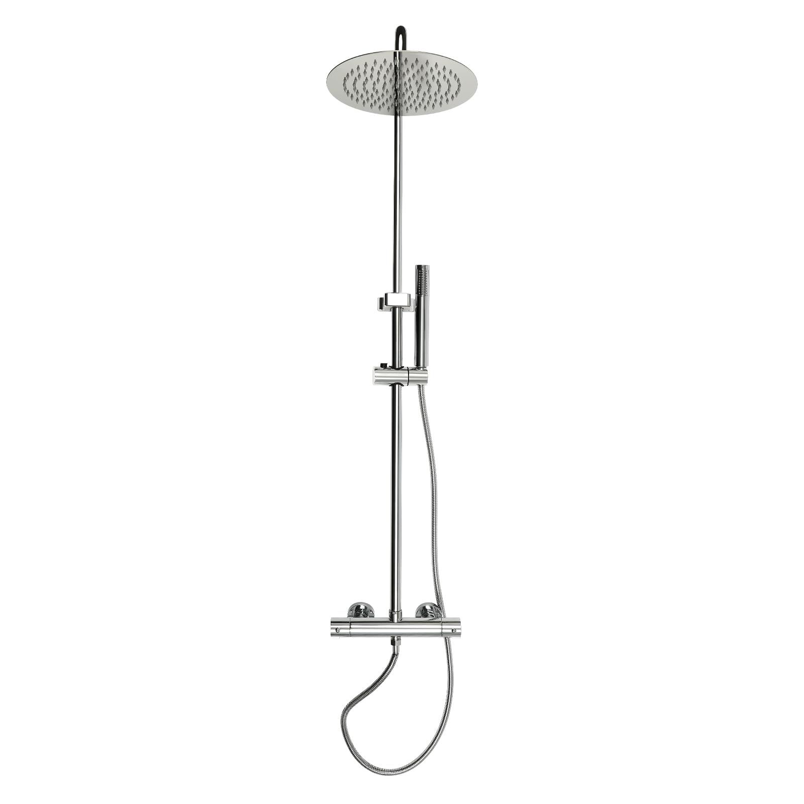 de ducha con termostato, grifo de ducha plateado, juego completo, barra de ducha de acero inoxidable, ducha de selva, completo para juego de ducha, altura ajustable