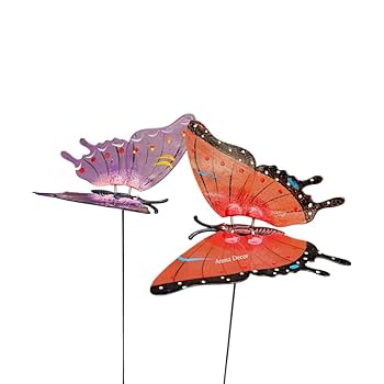 25/50pcs Double Wing Butterfly Garden Yard Planter Colorful Whimsical Butterfly Stakes Decoracion Outdoor Decor Gardening Decor
