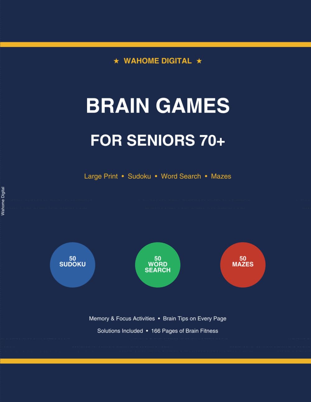 Brain Games for Seniors 70+: Large Print Sudoku, Word Search & Mazes for Memory, Focus and Relaxation