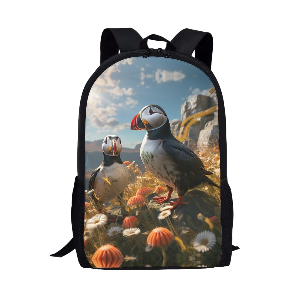 Atlantic Puffin School Backpack For Girls Boys Kids,Lightweight Elementary Student Bookbag Perfect for Back to School