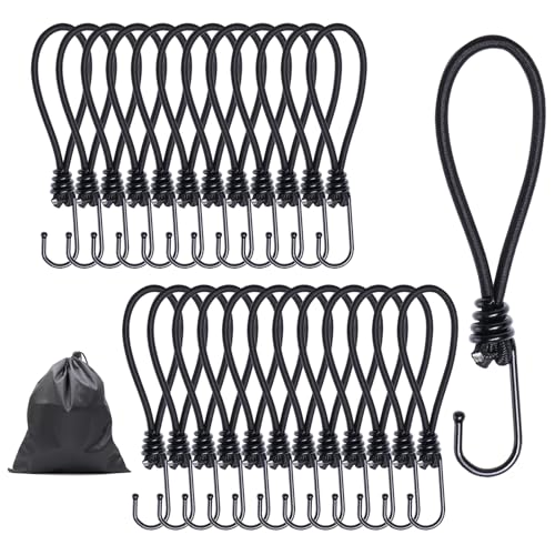 JunGG Expander Mit Haken 25 Stück - Spanngummi 10cm Planenspanner Schwarz - Gummispanner für Plane, Netze, Zelte, Anhängerplane, Banner