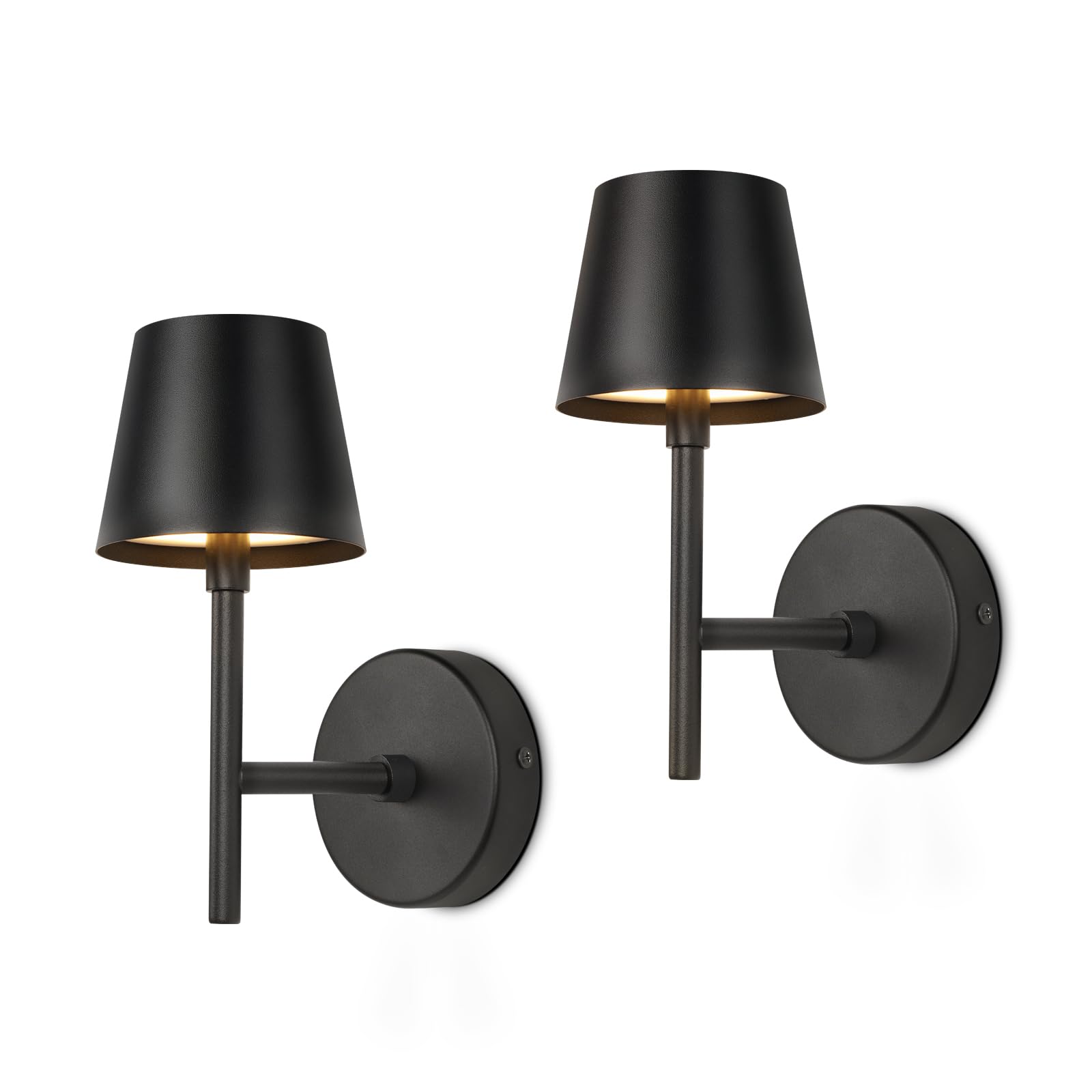 Ketom 2 Pezzi Applique da Parete Interno Senza Fili, con Telecomando | Lampada da Parete Interno Ricaricabile con Telecomando, Lampada da Muro a Batteria, 3 Temperatura Colore, Timer, Dimmerabile