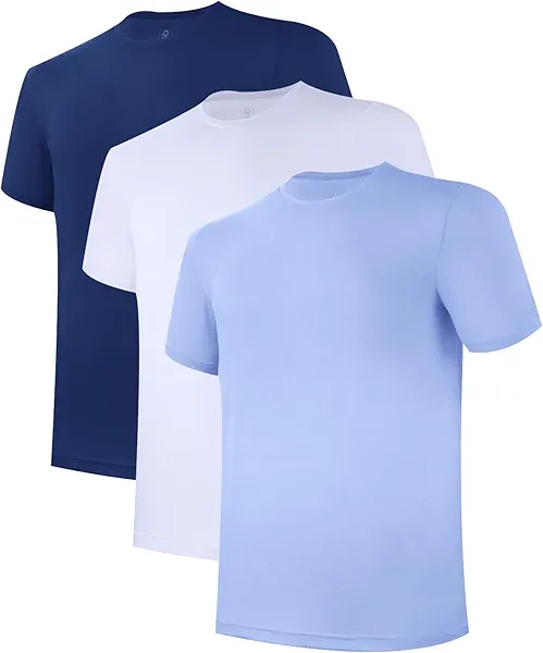 BAMBOO COOL Men's Undershirts Moisture-Wicking Tees Stretch Crew Neck Soft T-Shirts for Men,3 Pack