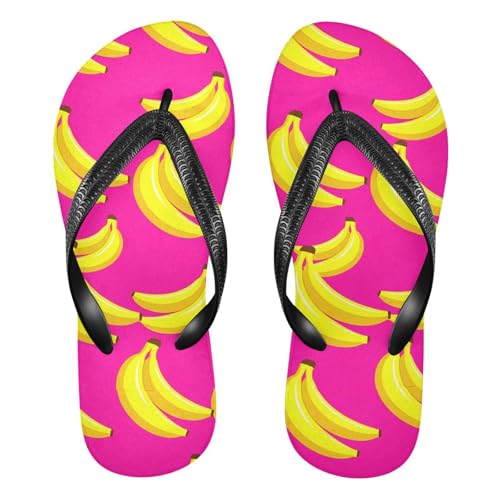 Banana Fruit Pink Flip Flops for Beach Thong Sandals Anti-slip Lightweight Shower Shoes for Summer Outdoor Travel