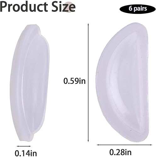 Miniatura 4 de 5 pares de almohadillas de nariz para lentes, 0.138 pulgadas de grosor, adhesivas, antideslizantes, con bolsa de aire, almohadillas de silicona para