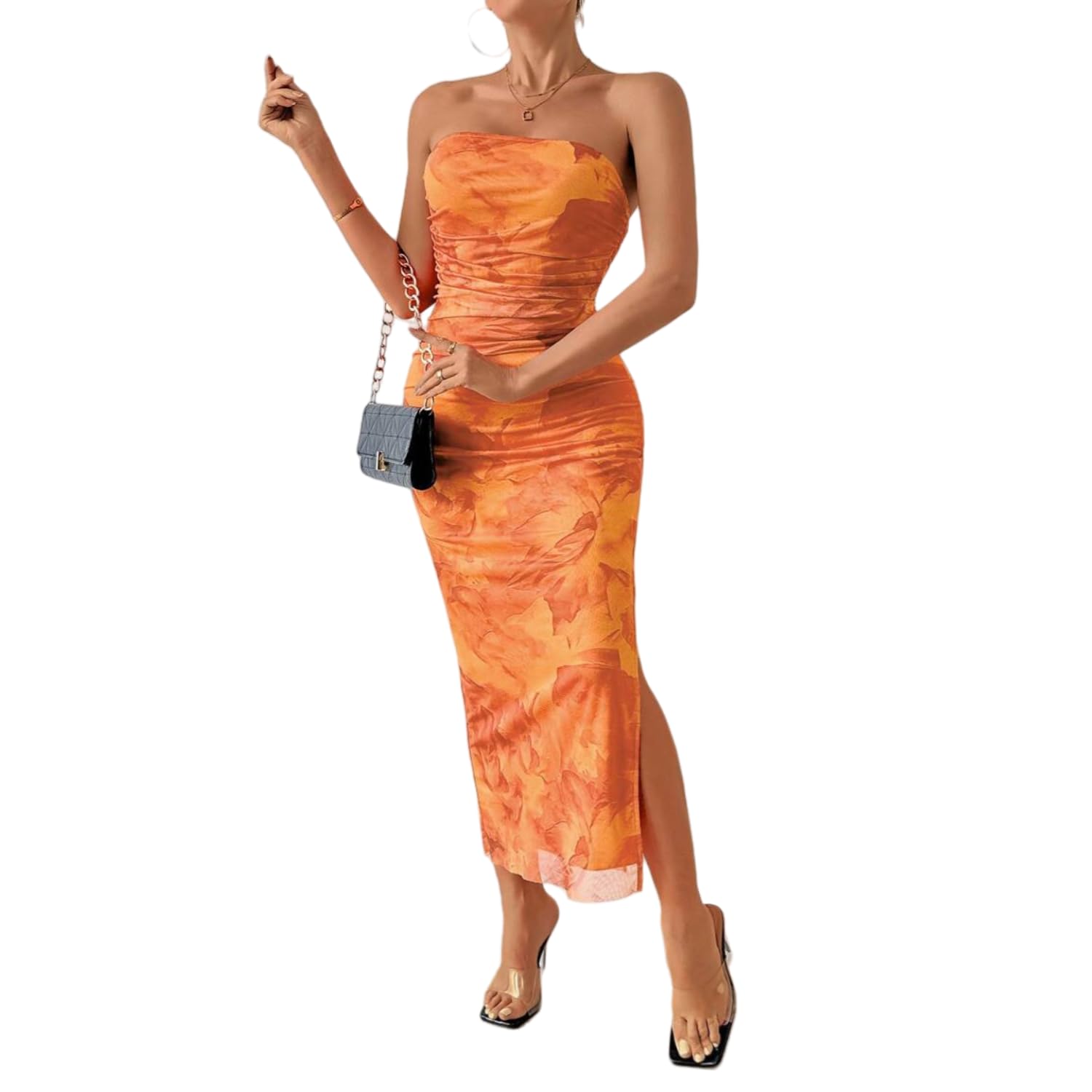 LIGHT DOT Strapless Tube Maxi Dress