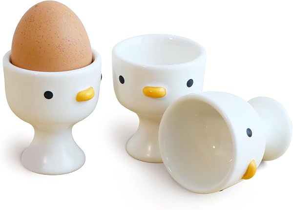 PURROOM Funny Duck Egg Cups Set of 3 Handmade Ceramics