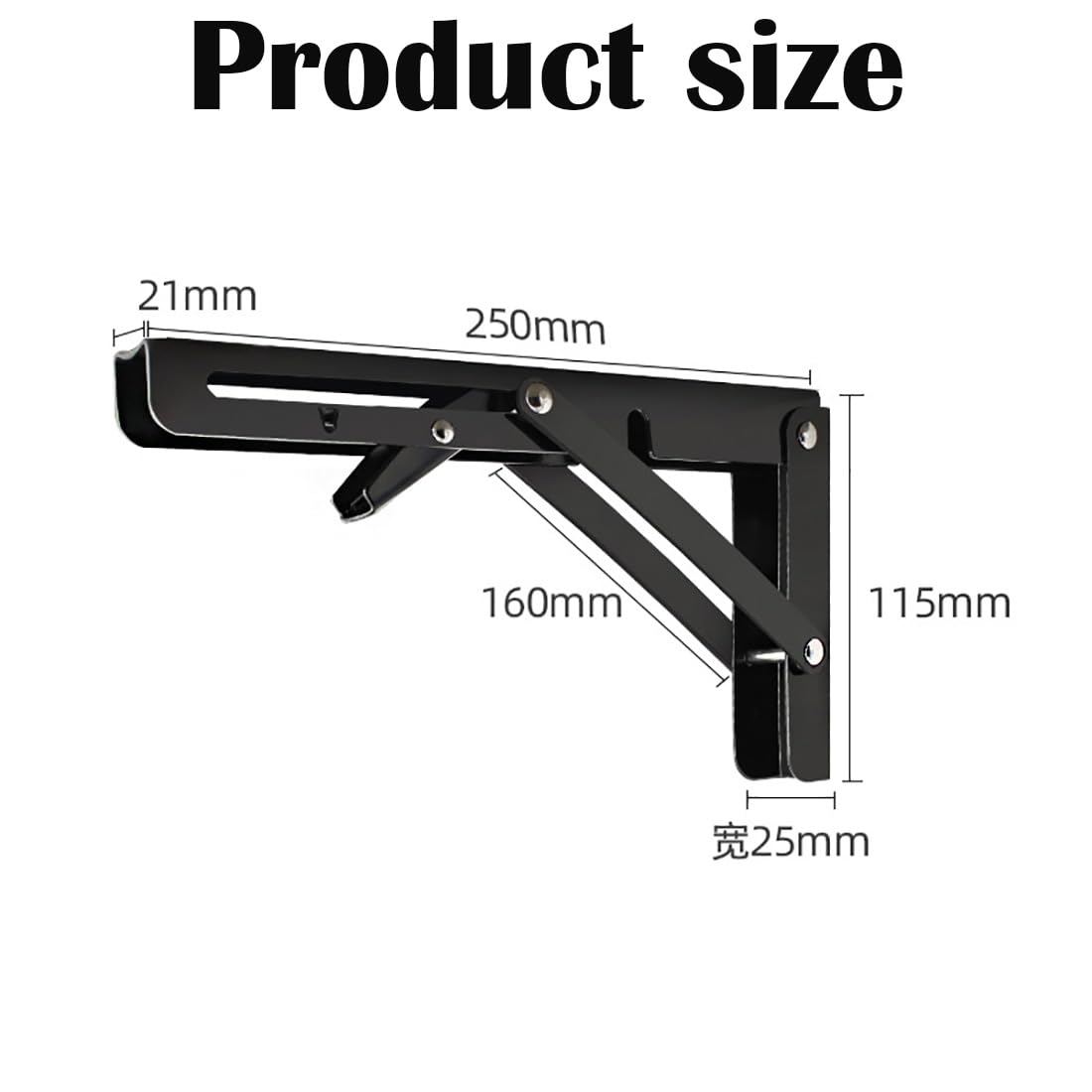 Folding Shelf Brackets,2 PCS Collapsible Shelf Brackets Triangle Shelf Brackets Folding Hinge Shelf Brackets with Screws Heavy Duty Shelf Brackets Metal Shelf Brackets for DIY - Image 2