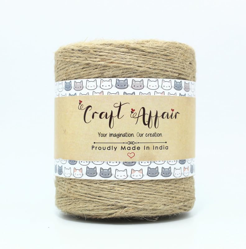 Craft Affair | 2-Ply Jute (1mm, 50 Meter) Rope | for Macrame Cord Art & Craft DIY | Smooth and Sturdy Predrilled Wood Balls for Hobbies & Jewellery Making