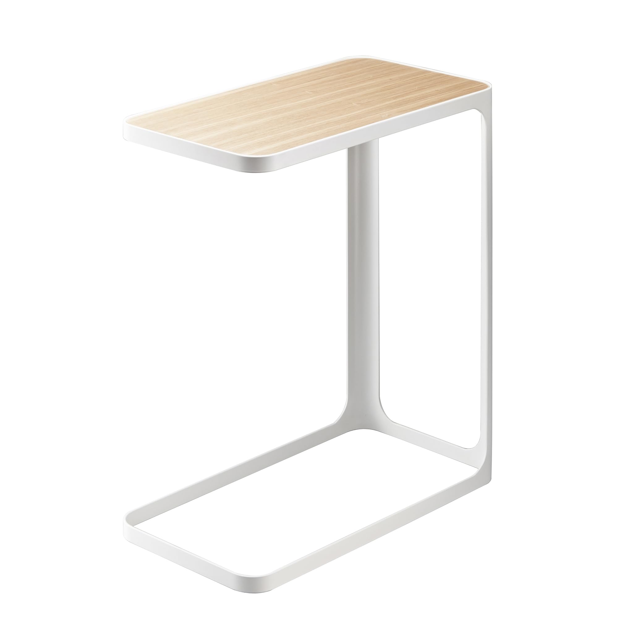 Yamazaki 7202 FRAME Side Table, white, Steel/​Wood, 24 x 45 x 52 cm