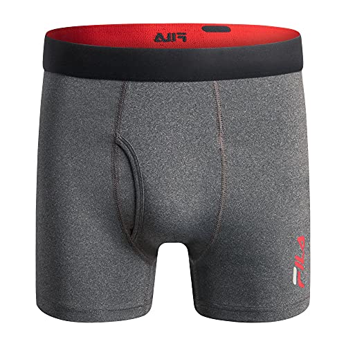 Fila Men's 6" Boxer Briefs Fly Front, 90% Polyester 10% Spandex, 4-Pack2