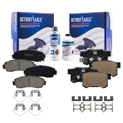 Image of Detroit Axle - Brake Pads for 2012-2016 Honda CR-V 2012-2015 Crosstour 2011 | Accord Crosstour, Ceramic Brake Pads with Hardware Front & Rear Replacement