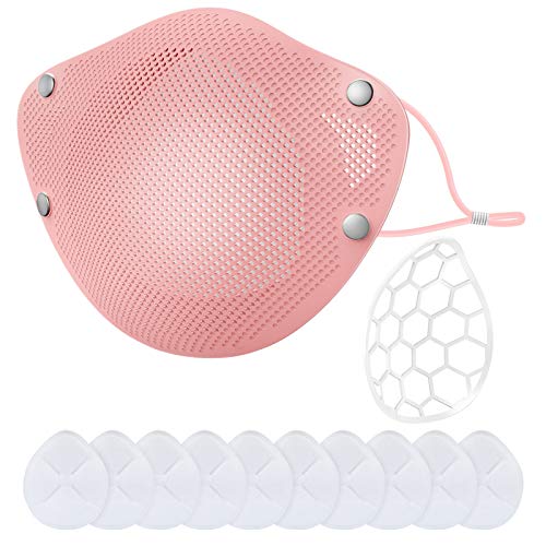 Silicone Face Mask with Replaceable 10 Filters Reusable Washable Silicone Unisex Haze Mouth (04)