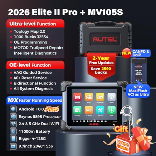 Autel Scanner MaxiSys Elite 2 PRO: 2026 2-Year Updates Elite II PRO w/ MV105S, J2534 Programming as Ultra MS909 MS919 Up of MS908S PRO II, Motor TruSpeed Repair, 40+ Resets, 3K Active Test, DOIP CANFD - Image 3