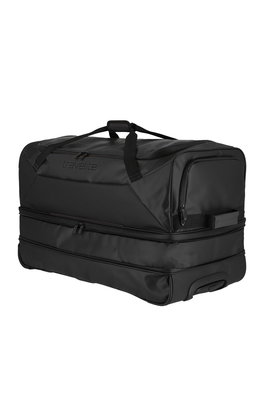 Travelite Bolsa de viaje trolley con ruedas de material repelente al agua, Basics equipaje blando con fuelle expansión, 70 cm, 98-119 litros, Negro