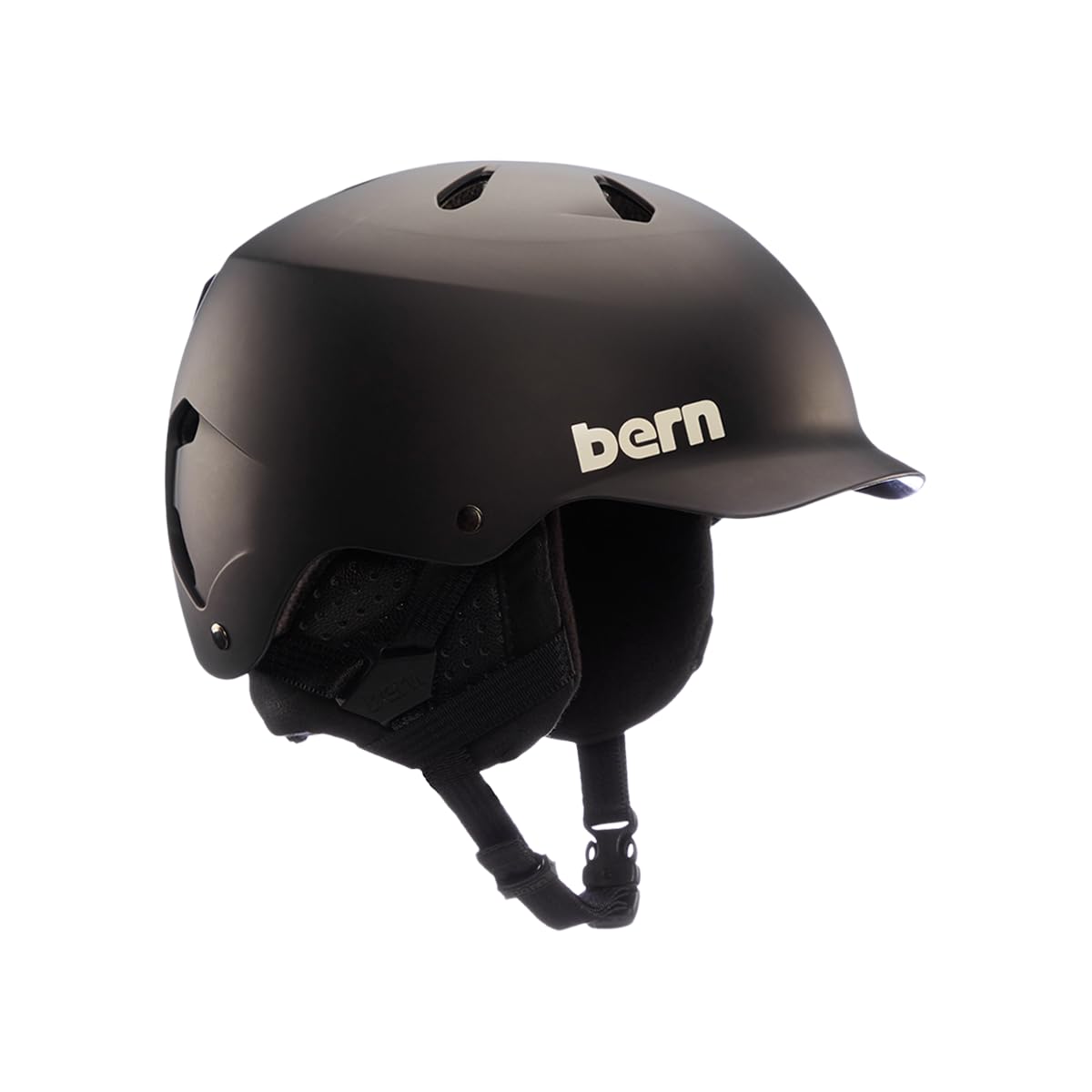 Bern Watts Classic Snowboard Helmet for Men and Women, EPS, All-Season, Matte Black, Medium