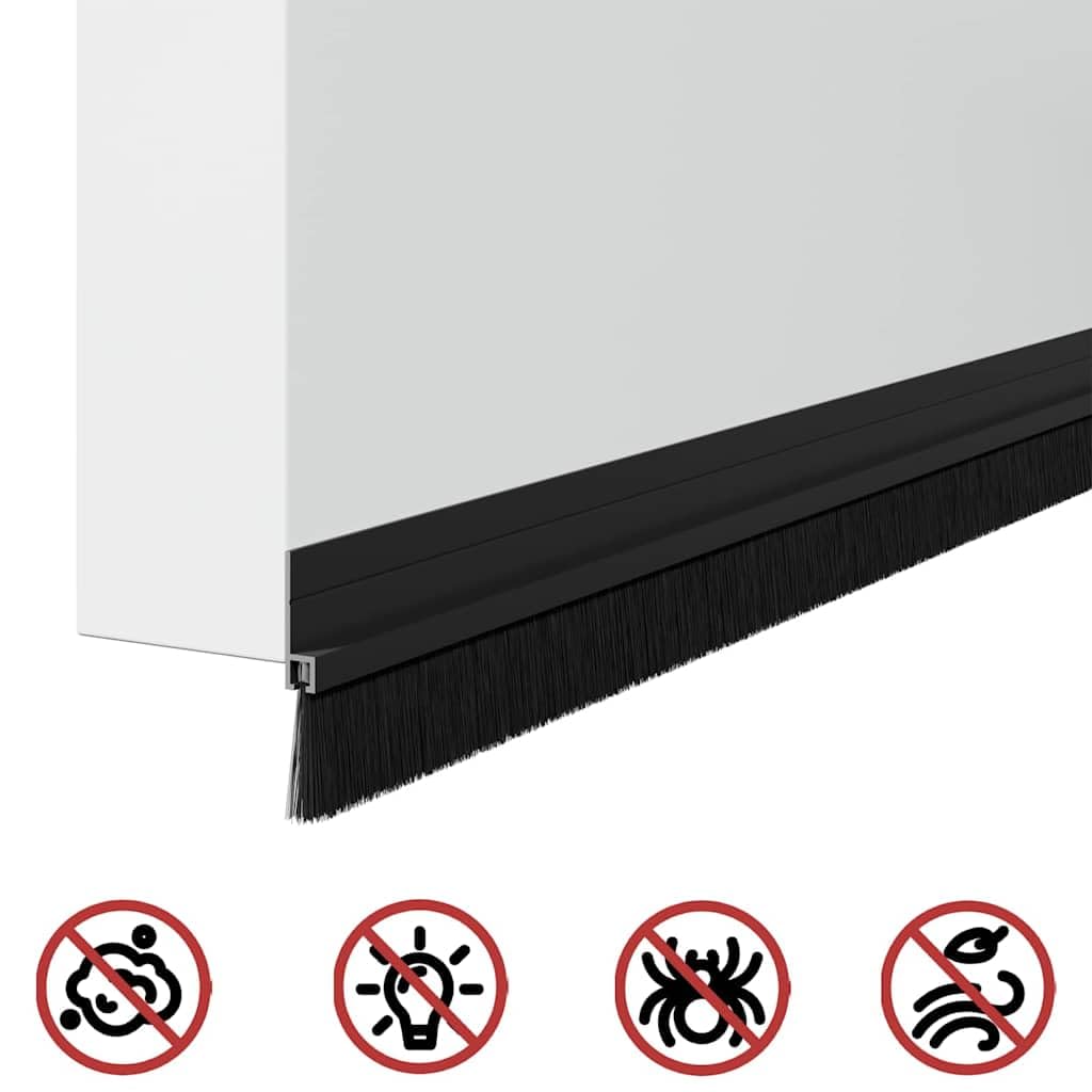 Samoprzylepne uszczelki szczotkowe do drzwi, 6 sztuk, czarne, 100 cm, ze stopu aluminium, ze szczotkami nylonowymi PCW, do wnętrz, energooszczędne, pochłaniające dźwięk i pyłoszczelność, łatwy montaż