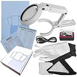 スポーツカードグレーディングキット センタリングツール LED拡大テーブルランプ ハンズフリー 高輝度拡大ルーペ マイクロファイバークロス