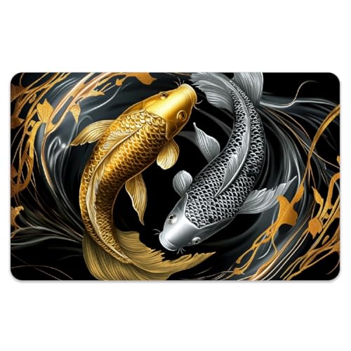 Peacoblue 4 Stück Aufkleber für Bankkarten Schwarz-goldener Koi Benutzerdefinierter Skin Cover Schutz für Kredit Debitkarten,Wasserdicht Kratzfest Aufkleber für EBT-Transportschlüsselkarte