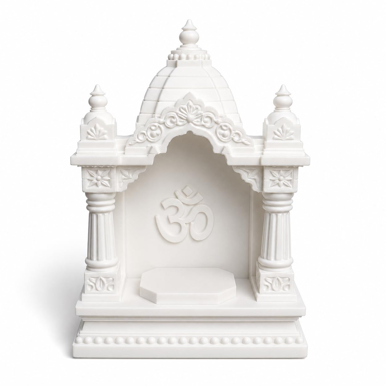 3D Printed Mini Temple for Car Dashboard, Desk, Home Decor, Gifting | Om Symbol Design, Festive Decor Use, Compact Size, White Finish, Home & Car Mandir-image-31
