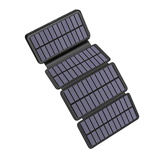 Riapow Solar Charger 25000mAh, Waterproof Solar Power Bank with 4 Panels, Dual USB & Type-C Input for Electronic Devices Like Phones, Outdoor Camping