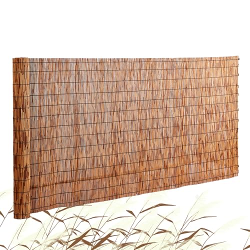 VEVOR Reed Fencing Roll 5.5x16.4 Ft Natural Reed Screen Curtain Bamboo Privacy Panel Sun Blocking Decorative Garden Fencing Divider for Outdoor Backyard Patio Balcony Brown