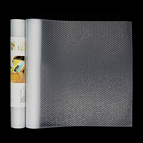 HityTech Shelf Liner, EVA Shelf Liners Can Be Cut Refrigerator Mats Fridge Cushion Liner Non-Adhesive Cupboard Liners Non-Slip Cabinet Drawer Table Liners - 59 x 11 3/4 in - Transparent