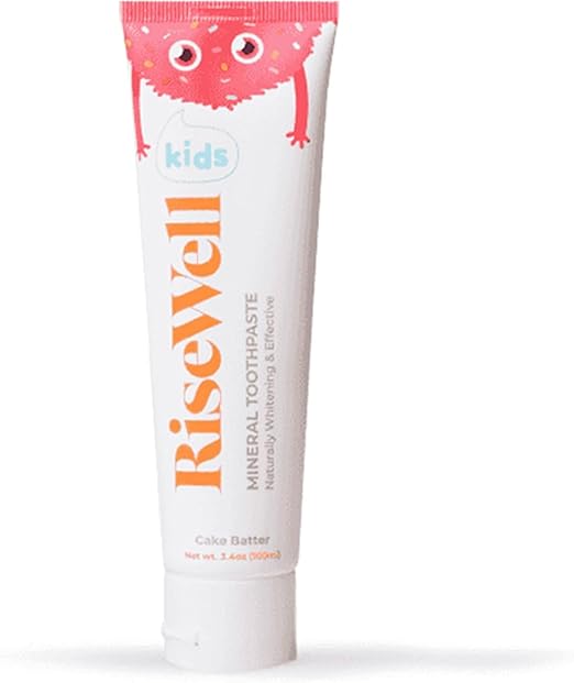 RiseWell Kids Mineral Toothpaste - Kids Hydroxyapatite Toothpaste - Safe to Swallow, No Added Fluoride and All Natural - Cake Batter Flavor, 3.4 Oz