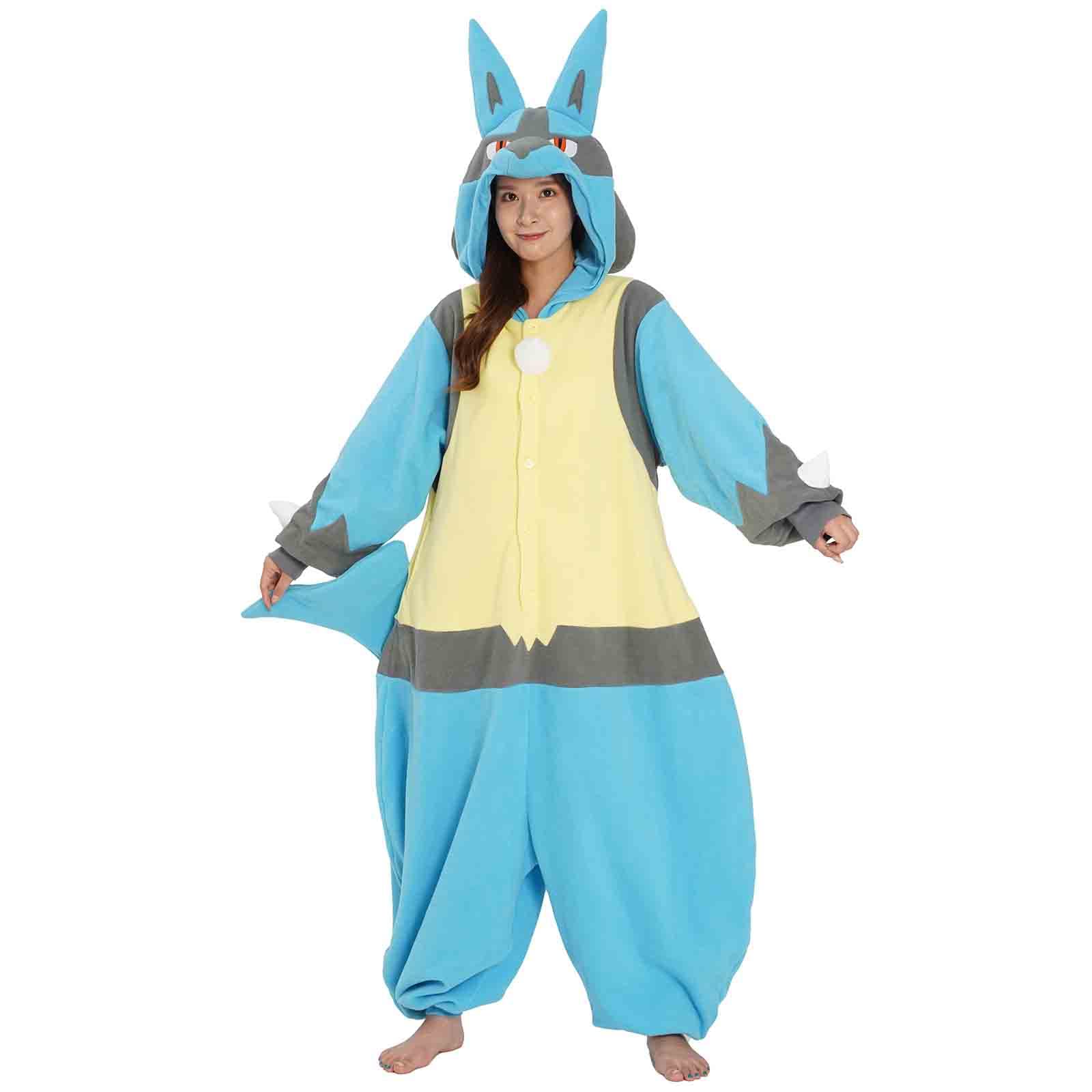 SAZAC Lucario Pokemon Adult Kigurumi - Premium Onesie Costume for Cosplay, Easy Care Halloween Outfit - Unisex