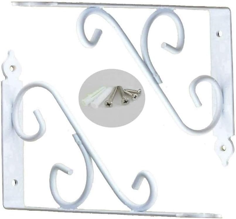 Floating Shelf Brackets Heavy Duty Metal Vintage Decorative Shelf Brackets,2 Pack Metal Heavy Duty Wall Mounted Floating Shelves Brackets,Tripod Iron Bracket-Black/White